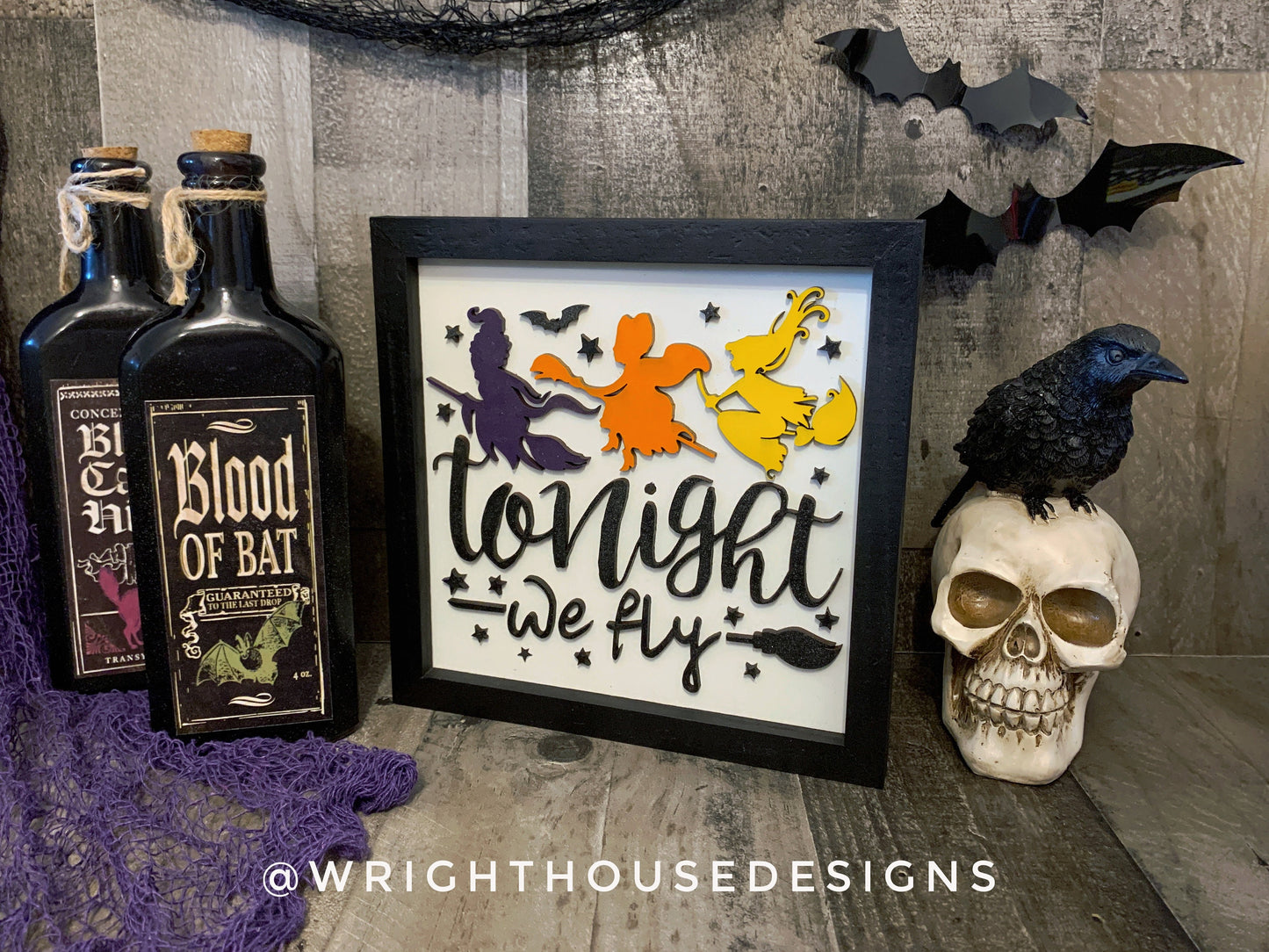 Tonight We Fly! - Halloween Coffee Bar Sign - Hocus Pocus Wall Art - Witchy Room Decor - Seasonal Dark Cottagecore Home and Kitchen Decor