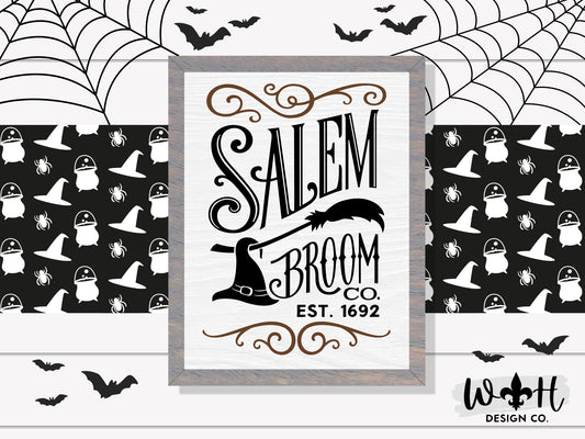 Salem Broom Co - Witchy Wall Sign - Halloween Coffee Bar Sign - Cottagecore Console Table Sign - Dark Academia Home Decor - Goth Wall Art
