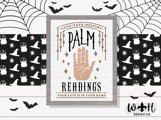 Fortune Teller Palm Readings - Halloween Coffee Station Sign - Dark Academia Mantel Decor - Witchy Cottagecore Home Decor - Gothic Wall Art