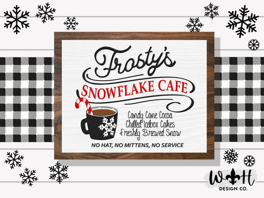 Frostys Snowflake Cafe - Christmas Coffee Bar Sign - Seasonal Home Decor - Festive Holiday Wall Art - Winter Cottagecore - Secret Santa Gift