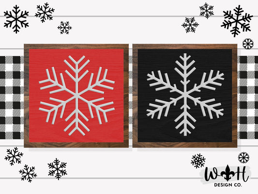 Winter Snowflakes - Christmas Coffee Bar Sign Set - Seasonal Cottagecore Home and Kitchen Decor - Rustic Farmhouse - Snow Framed Wall Art