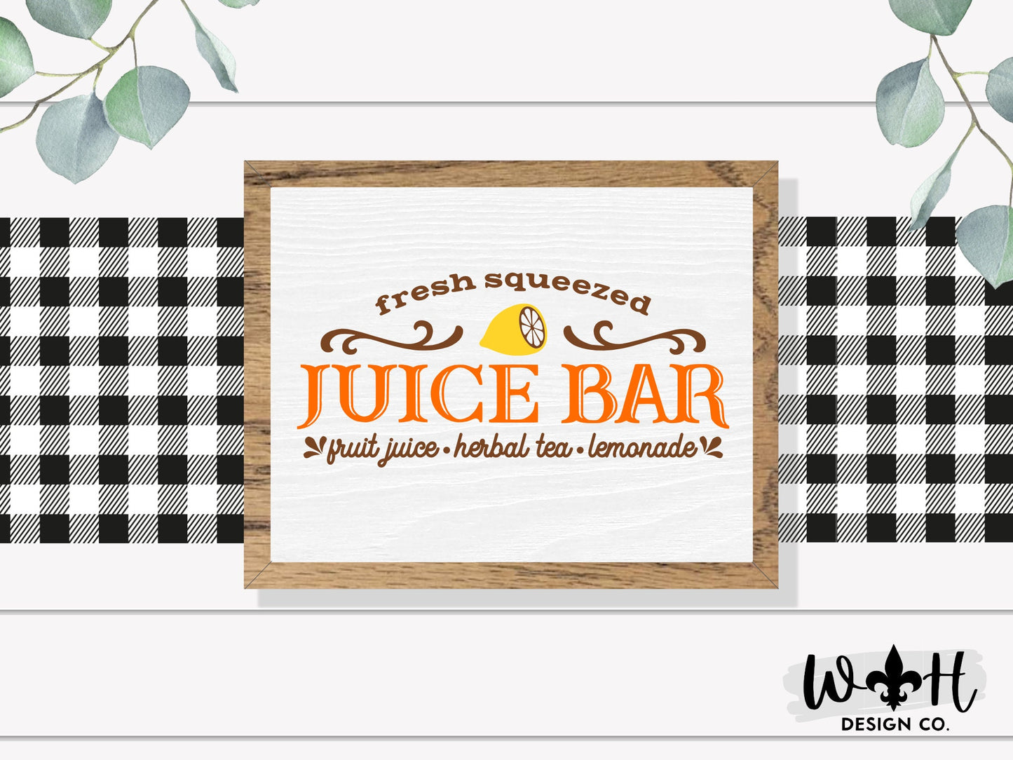 Fresh Squeezed Juice Bar - Spring Coffee Bar Sign - Seasonal Farmhouse Home and Kitchen Decor - Handcrafted Wooden Framed Wall Art