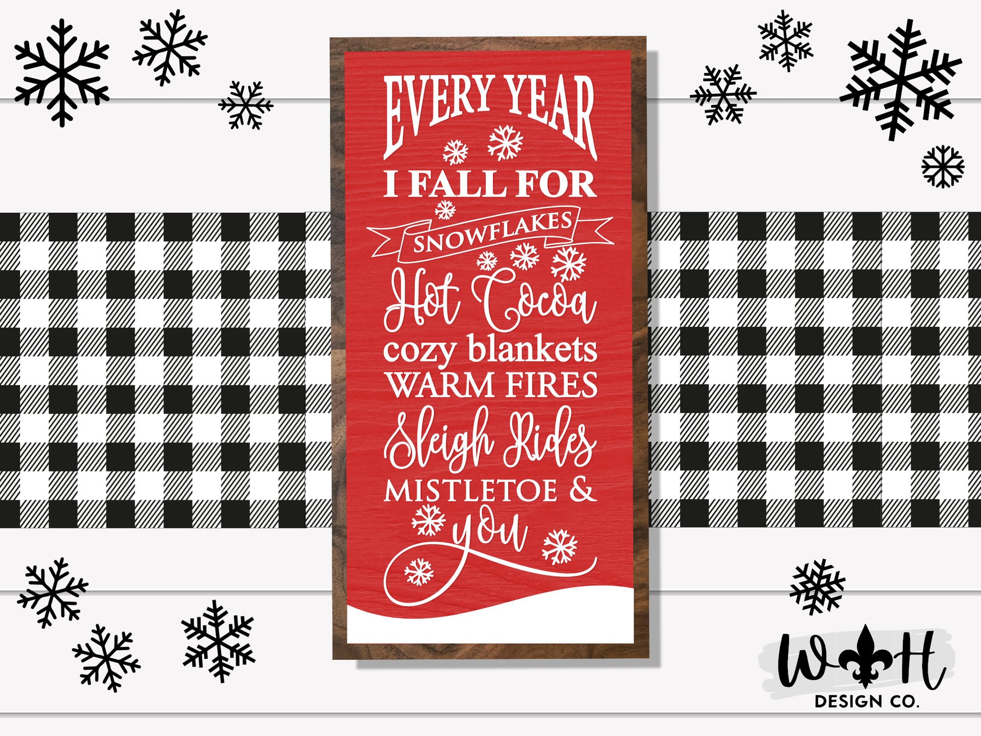 Every Year I Fall For Mistletoe and You - Warm and Cozy Christmas Coffee Bar Sign - Seasonal Winter Home Decor - Framed Wall Art - Wood Sign