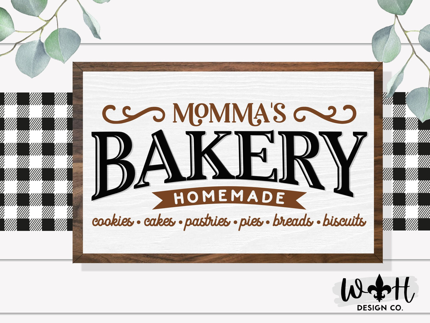 Momma’s Bakery - Homemade Cookies Cakes - Coffee Bar Sign - Seasonal Farmhouse Home and Kitchen Decor - Handcrafted Wooden Framed Wall Art