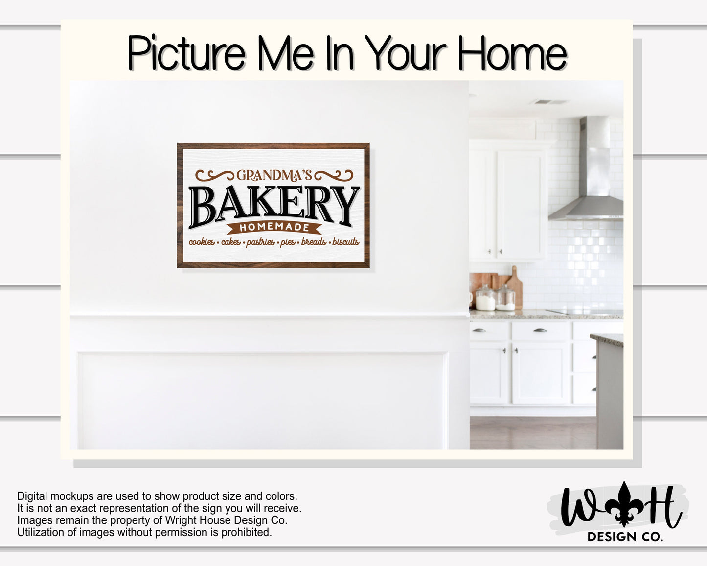 Momma’s Bakery - Homemade Cookies Cakes - Coffee Bar Sign - Seasonal Farmhouse Home and Kitchen Decor - Handcrafted Wooden Framed Wall Art