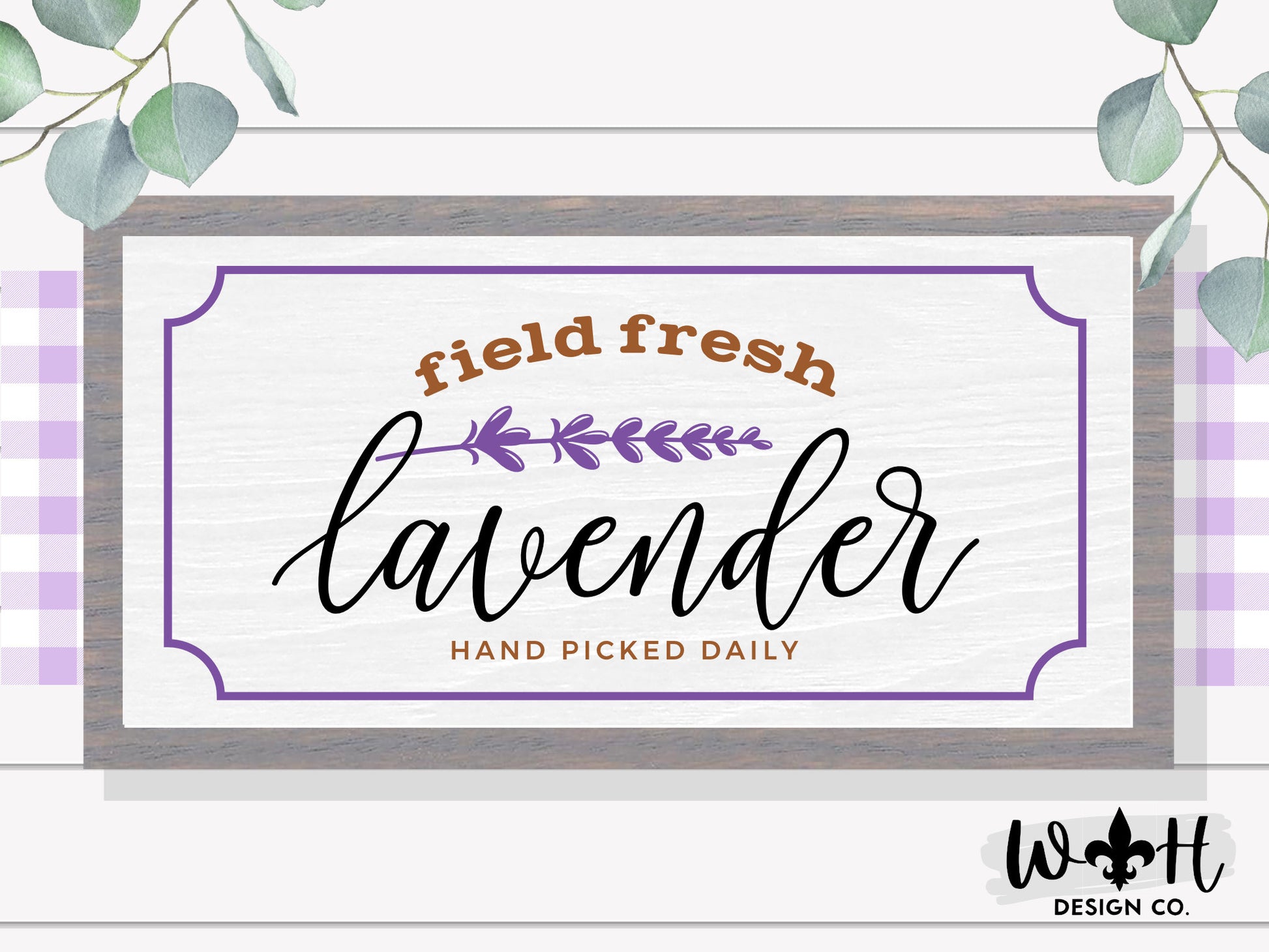 Field Fresh Lavender - Herb Garden - Spring Coffee Bar Sign - Seasonal Farmhouse Home and Kitchen Decor - Handcrafted Wooden Framed Wall Art