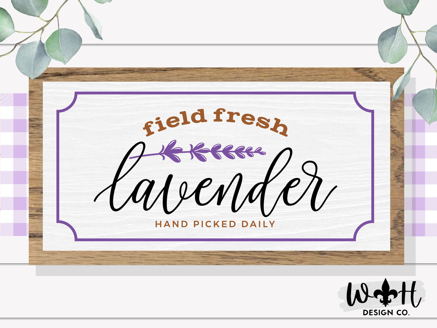 Field Fresh Lavender - Herb Garden - Spring Coffee Bar Sign - Seasonal Farmhouse Home and Kitchen Decor - Handcrafted Wooden Framed Wall Art