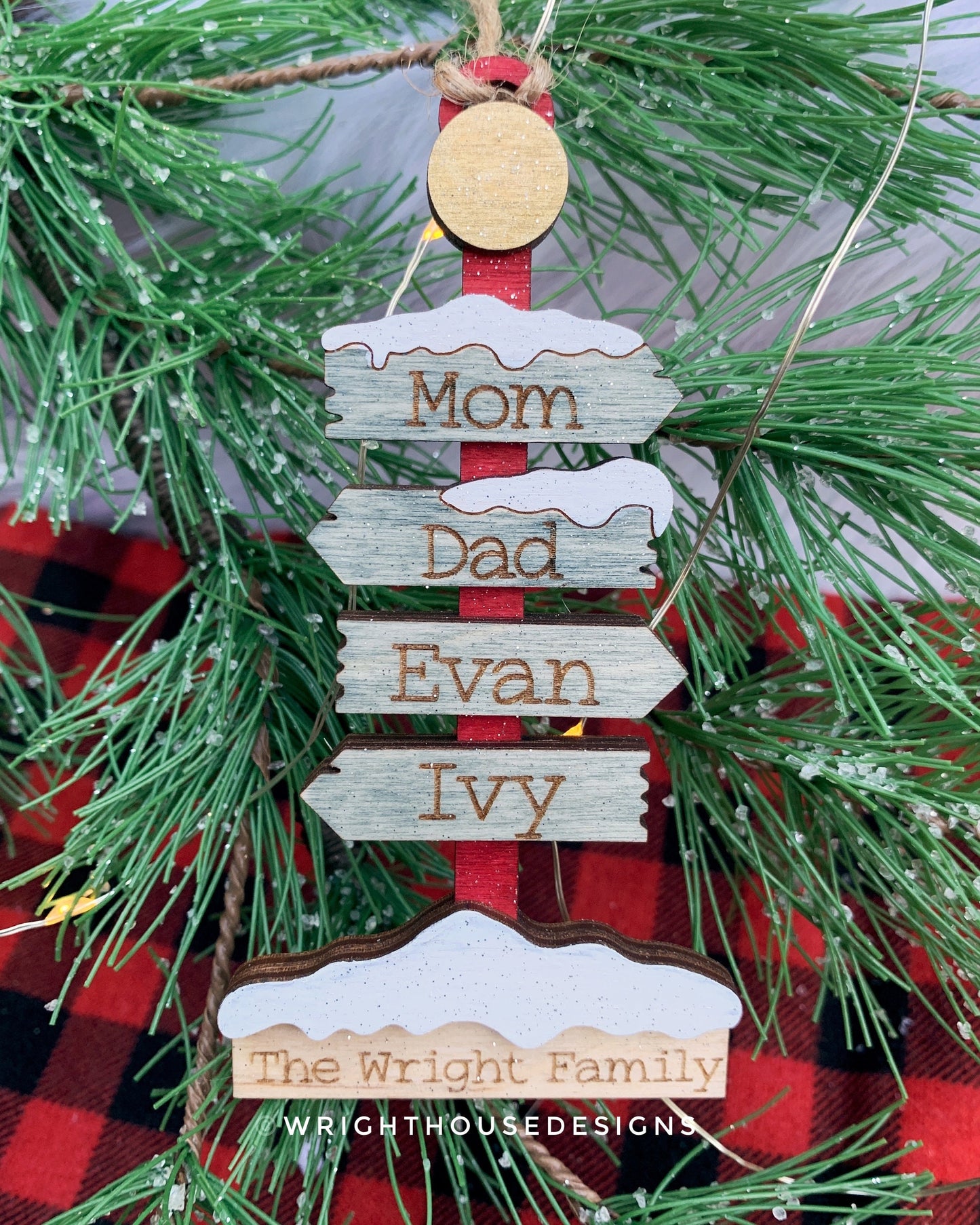 The North Pole Sign Post Bundle - Personalizable Family Name Ornaments and Stocking Tags - Cut File For Glowforge Lasers - Digital SVG File