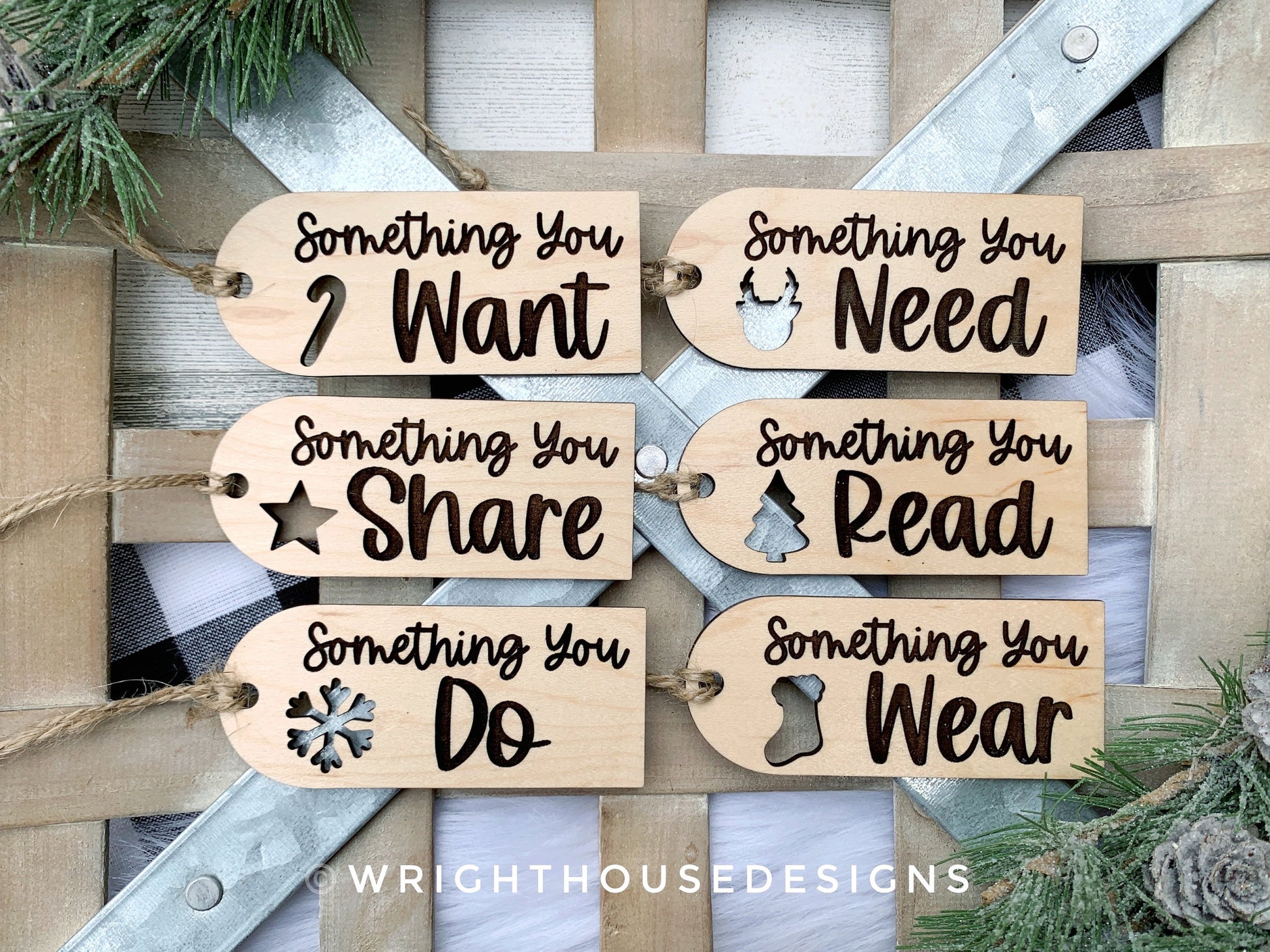 Something You Want Need Wear Read Christmas Gift Tags - Personalizable Generic Engraved Stocking Tag Bundle - Digital SVG File For Glowforge