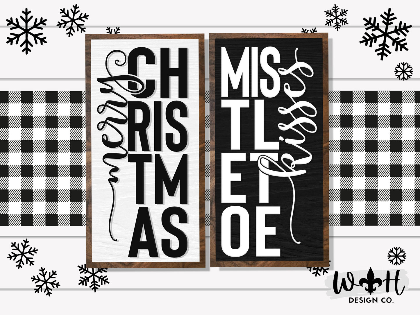 Merry Christmas Mistletoe Kisses - Wooden Coffee Bar Sign - Winter Cottagecore Framed Wall Art - Country Farmhouse Home and Kitchen Decor
