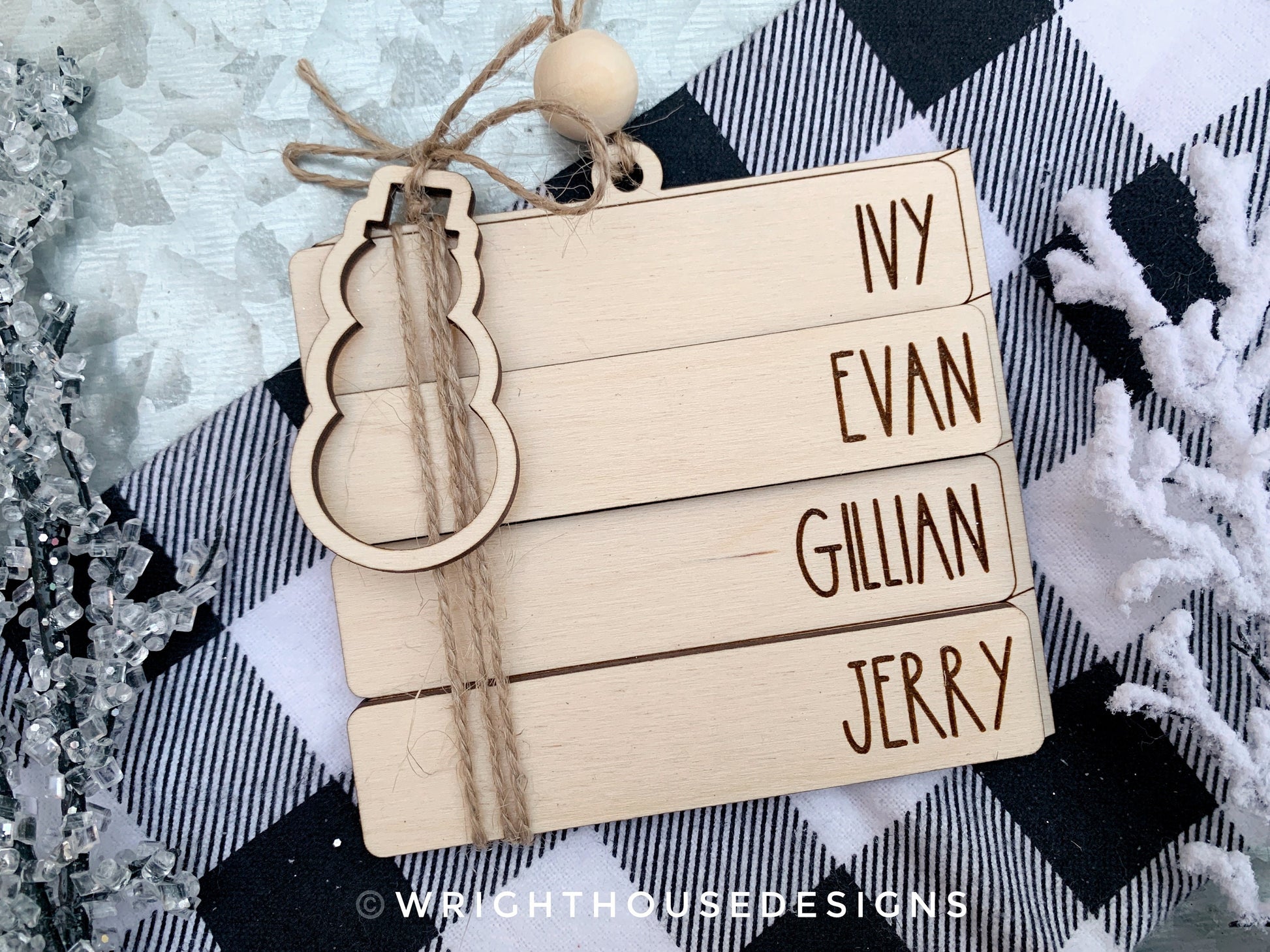 Family Bookstack Ornaments - Personalized Family Name Ornament and Stocking Tags - Holiday Gift For Couples - Custom Christmas Ornament