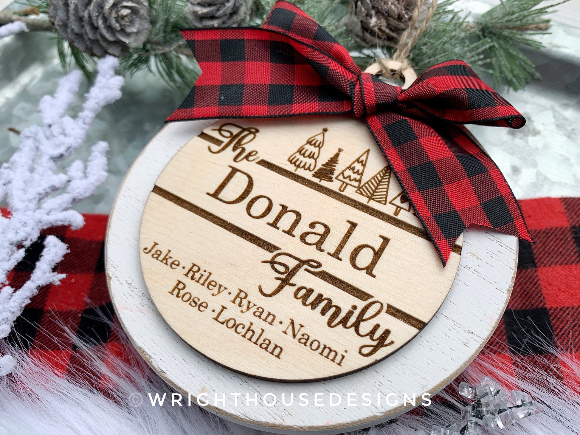 Christmas Doodles Ornament Bundle - Family Tree Ball Ornament Set - Gift Bag Tags - Quick Cut File For Glowforge Lasers - Digital SVG File