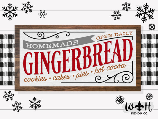 Homemade Gingerbread - Christmas Coffee Bar Sign - Seasonal Home and Kitchen Decor - Handcrafted Wooden Framed Wall Art - Holiday Decoration