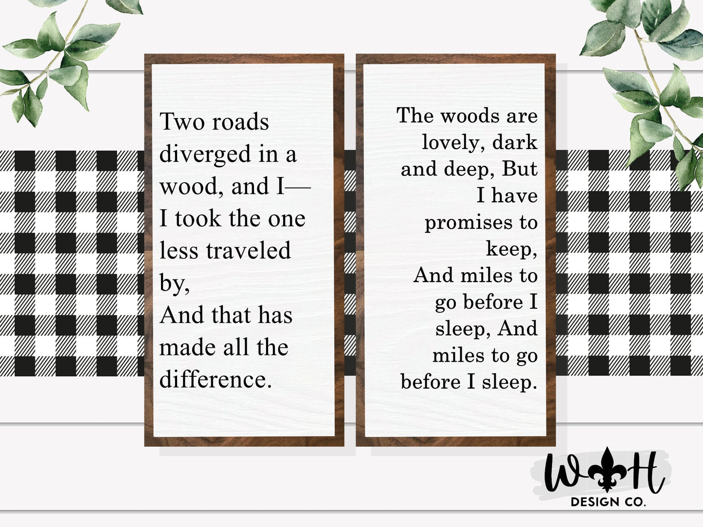 Robert Frost Poem Quotes - Coffee Bar Sign - Farmhouse Home and Kitchen Decor - Laser Cut Handcrafted Wooden Framed Wall Art Draft