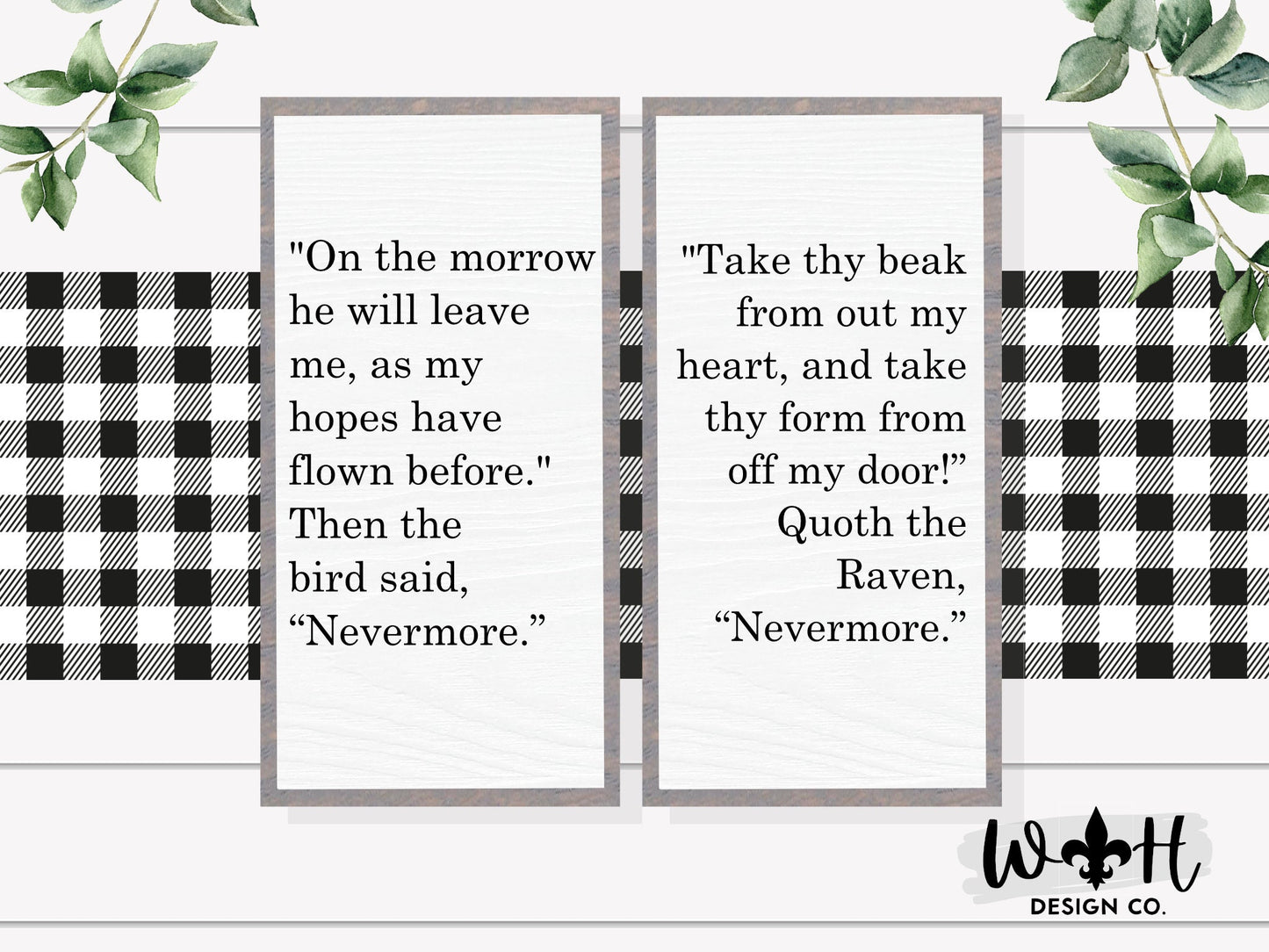 Edgar Allen Poe The Raven Quotes - Coffee Bar Sign - Farmhouse Home and Kitchen Decor - Laser Cut Handcrafted Wooden Framed Wall Art Set