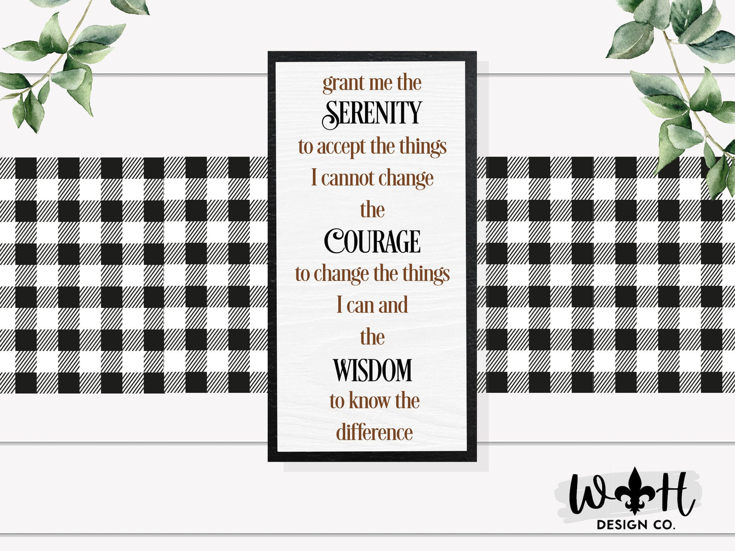 Serenity Quote - Coffee Bar and Mantel Sign - Seasonal Farmhouse Home and Kitchen Decor - Laser Cut Handcrafted Wooden Framed Wall Art