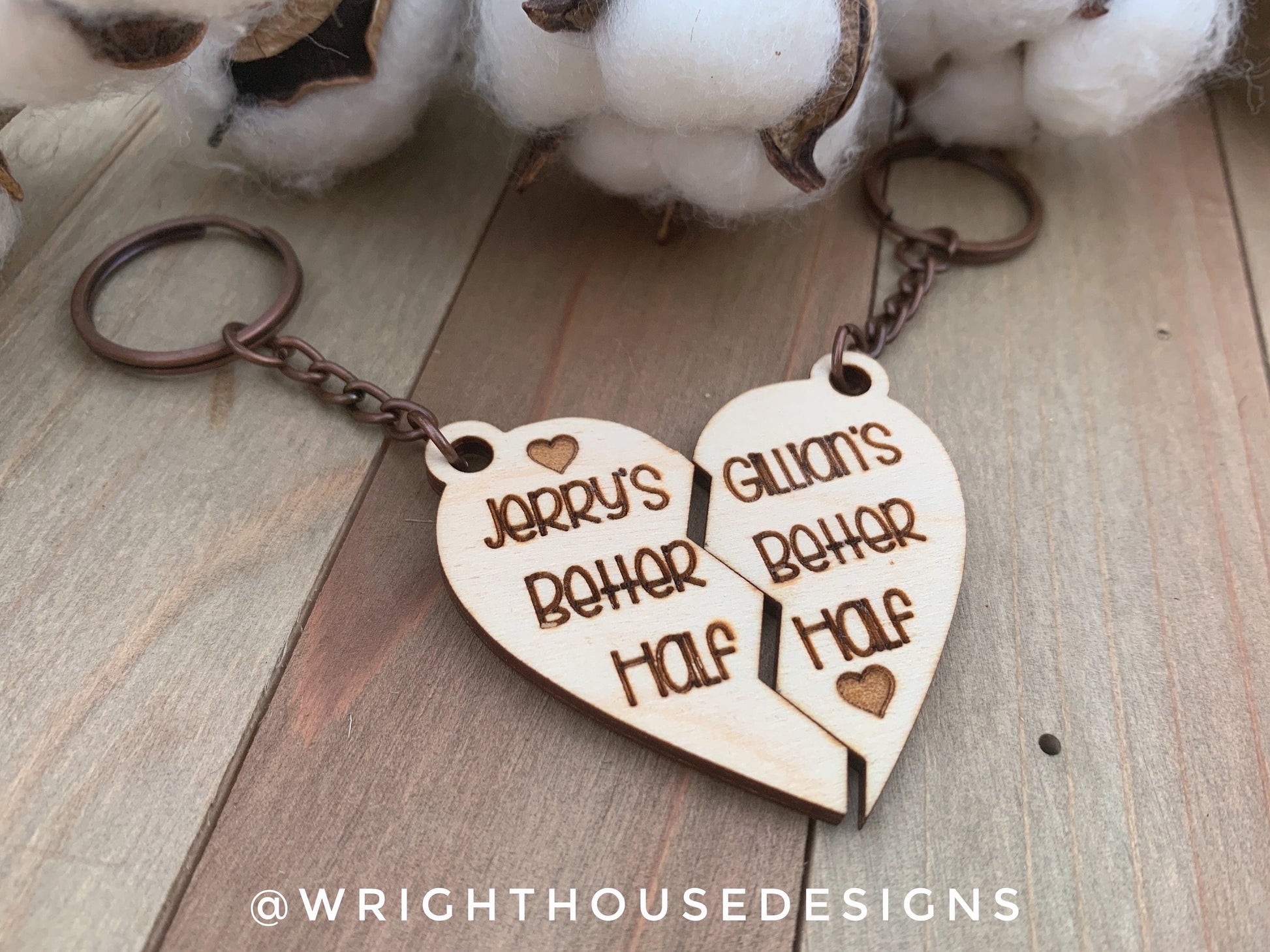 Couples Interlocking Heart Keychains For Valentine's Day - His and Her Personalized Gifts - Digital SVG Cut Files For Glowforge Lasers