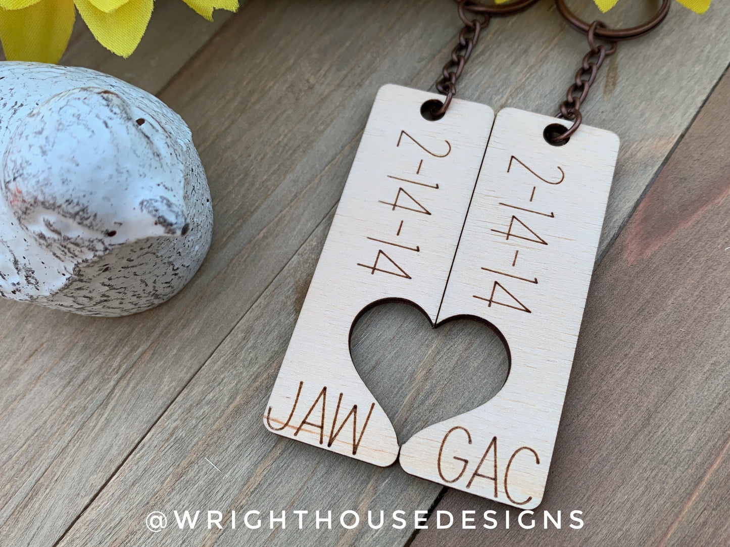 Couples Interlocking Heart Keychains For Valentine's Day - His and Her Personalized Gifts - Digital SVG Cut Files For Glowforge Lasers