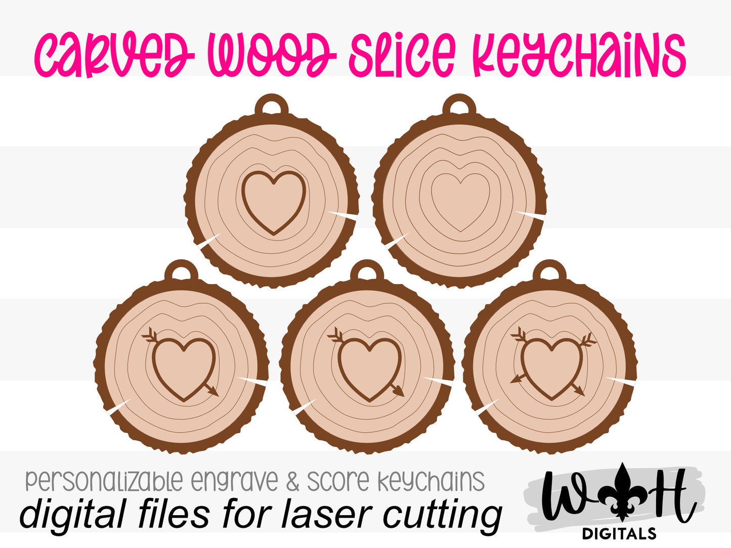 Couples Carved Wood Slice Keychain Set For Valentine's Day - His and Her Personalized Gifts - Digital SVG Cut Files For Glowforge Lasers