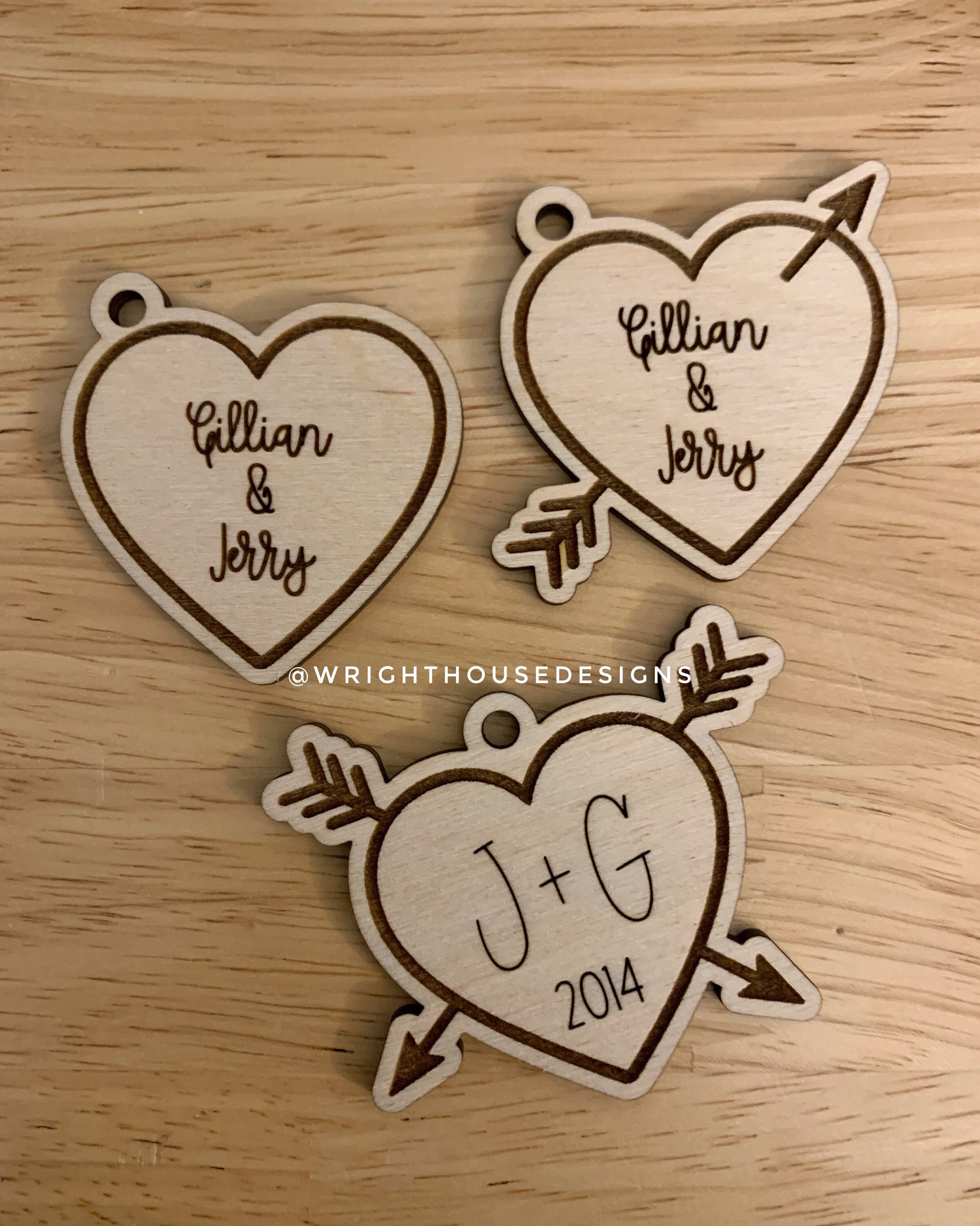 Couples Heart and Arrow Keychain Set For Valentine's Day - His and Her Personalized Gifts - Digital SVG Cut Files For Glowforge Lasers