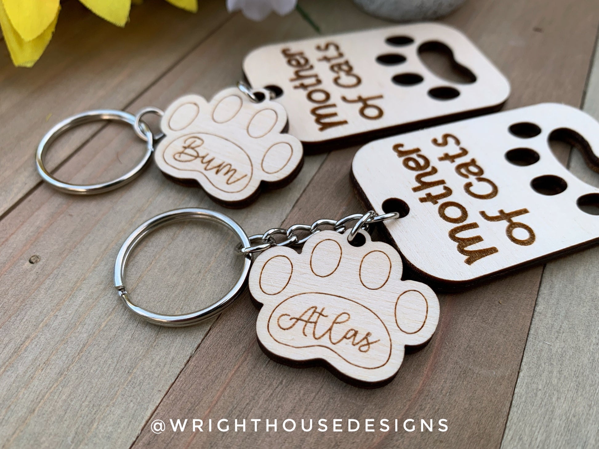 Cat and Dog Paw Keychains For Valentine's Day - Gift For Pet Lovers - Mom, Dad, Auntie, Uncle - Digital SVG Cut Files For Glowforge Lasers