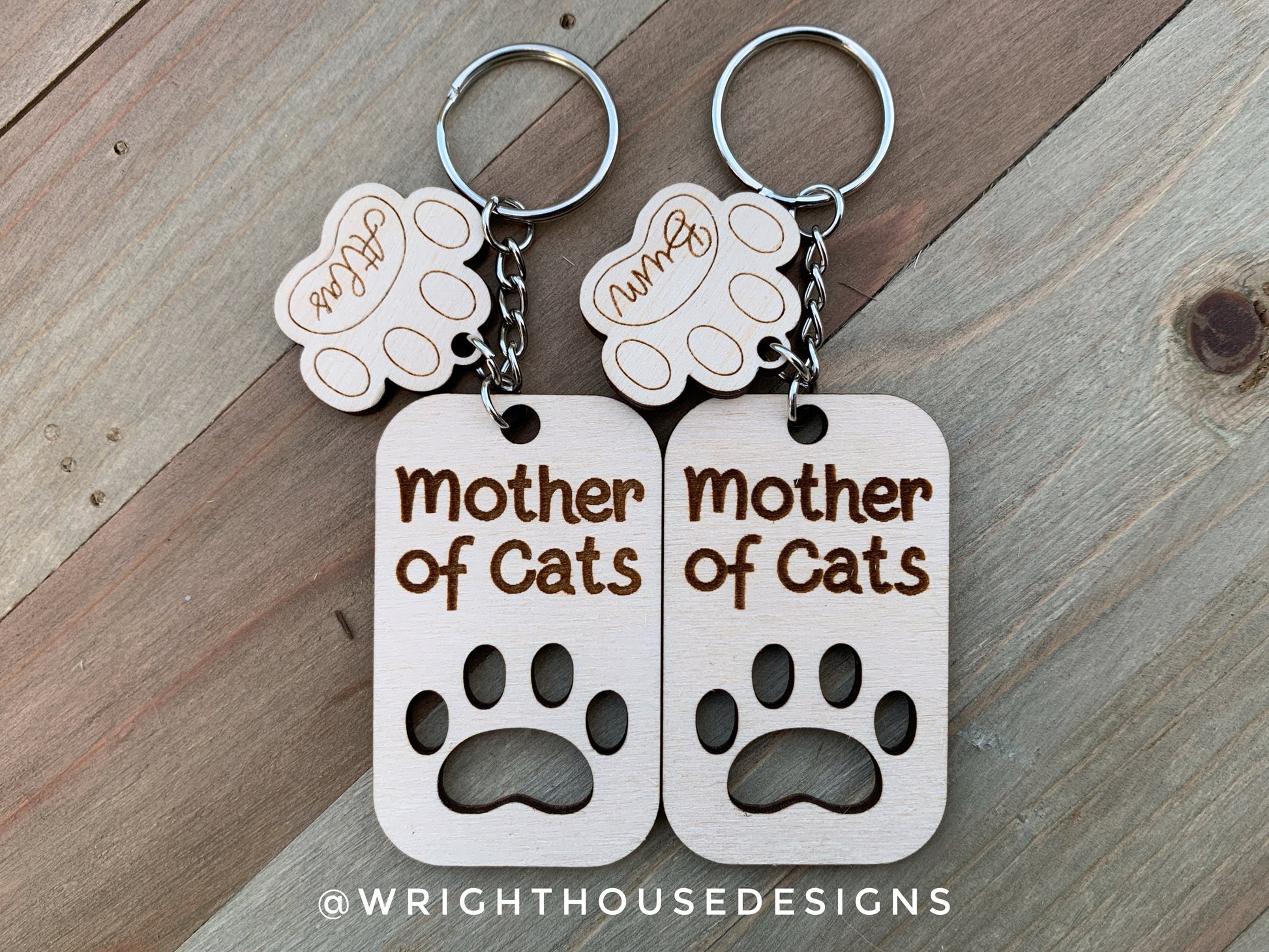 Cat and Dog Paw Keychains For Valentine's Day - Gift For Pet Lovers - Mom, Dad, Auntie, Uncle - Digital SVG Cut Files For Glowforge Lasers