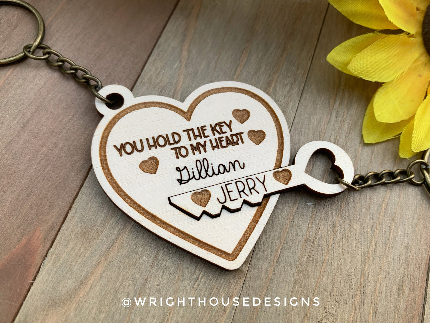 You Hold The Key To My Heart Interlocking Keychain Set - Personalizable Valentine's Day Gifts - Digital SVG Cut Files For Glowforge Lasers