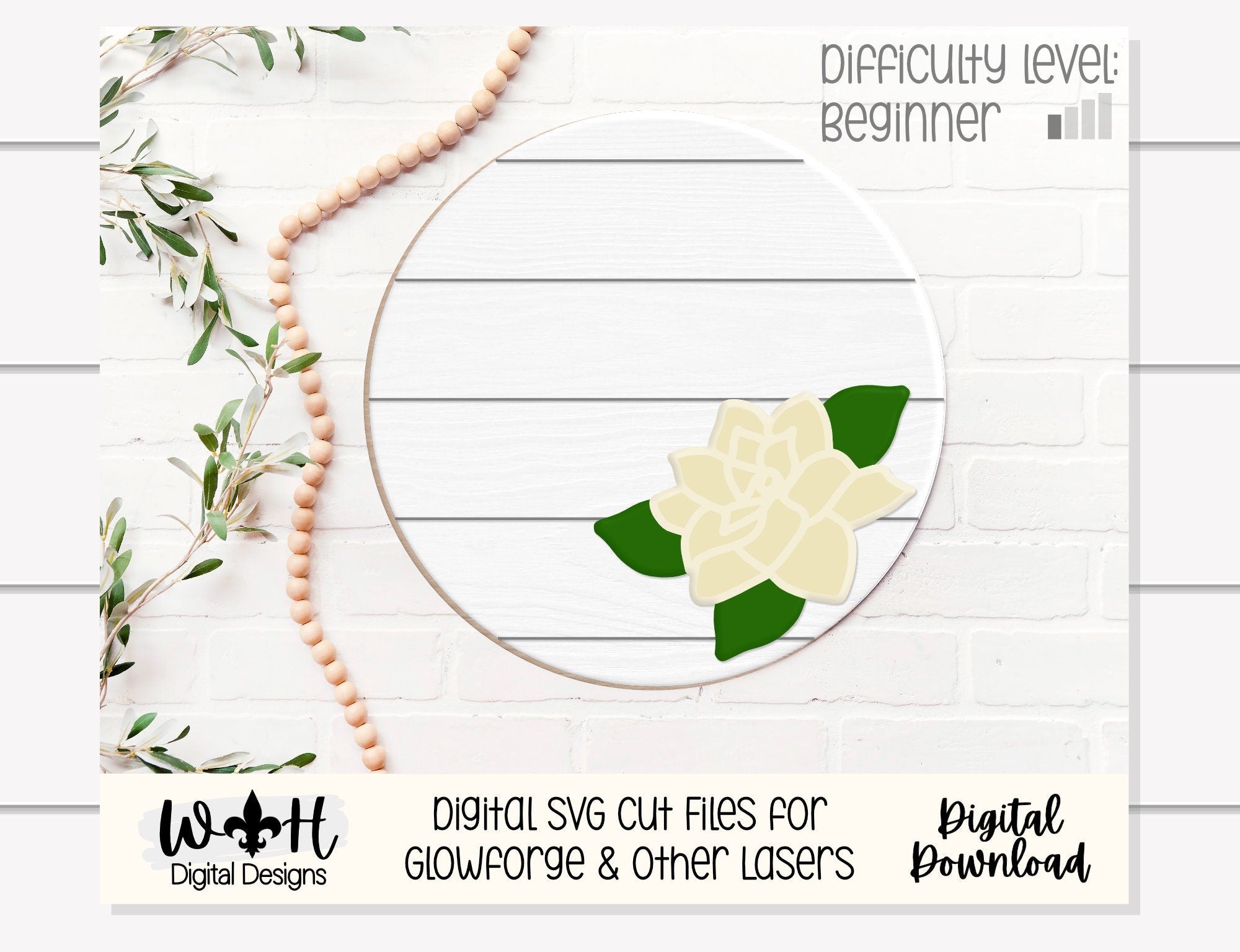 Gardenia Simple Floral Shelf Sitter Sign - Round Sign Making and DIY K ...