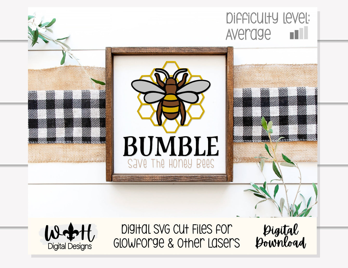 Mason Jar Save The Honey Bees Shelf Sitter Round - Farmhouse Sign Making and DIY Kits - Cut File For Glowforge Lasers - Digital SVG File