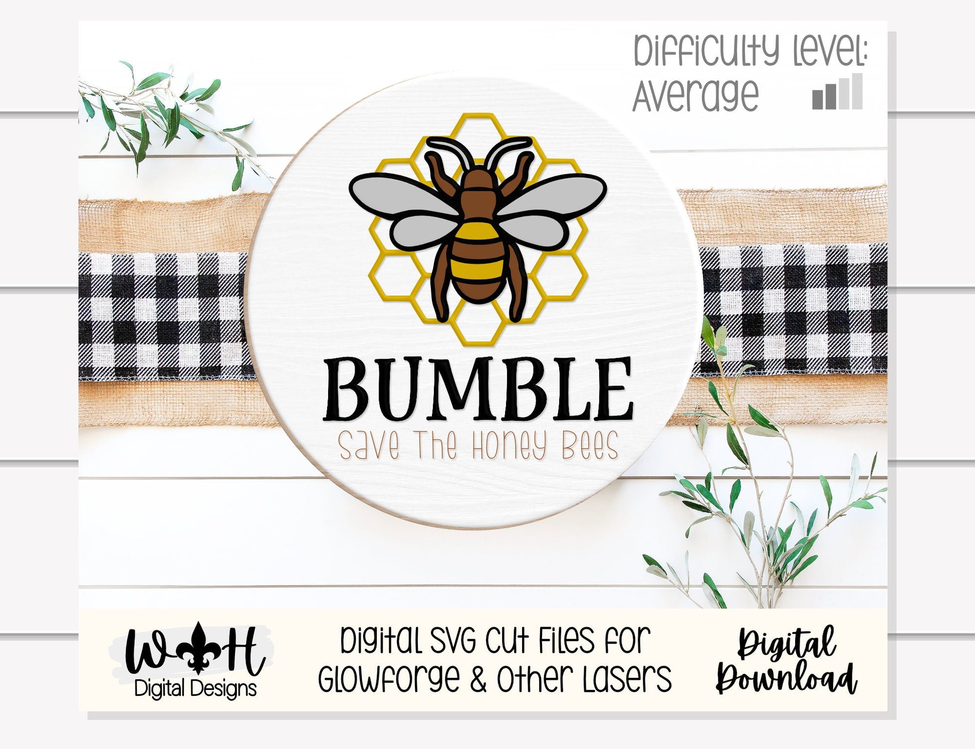 Mason Jar Save The Honey Bees Shelf Sitter Round - Farmhouse Sign Making and DIY Kits - Cut File For Glowforge Lasers - Digital SVG File