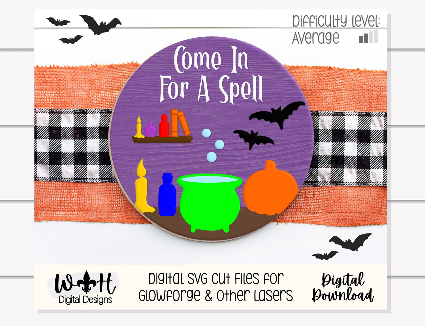 Welcome to the Witch's Lair Halloween Door Hanger Bundle - Seasonal Sign Making and DIY Kits - Digital SVG Cut File For Glowforge Lasers
