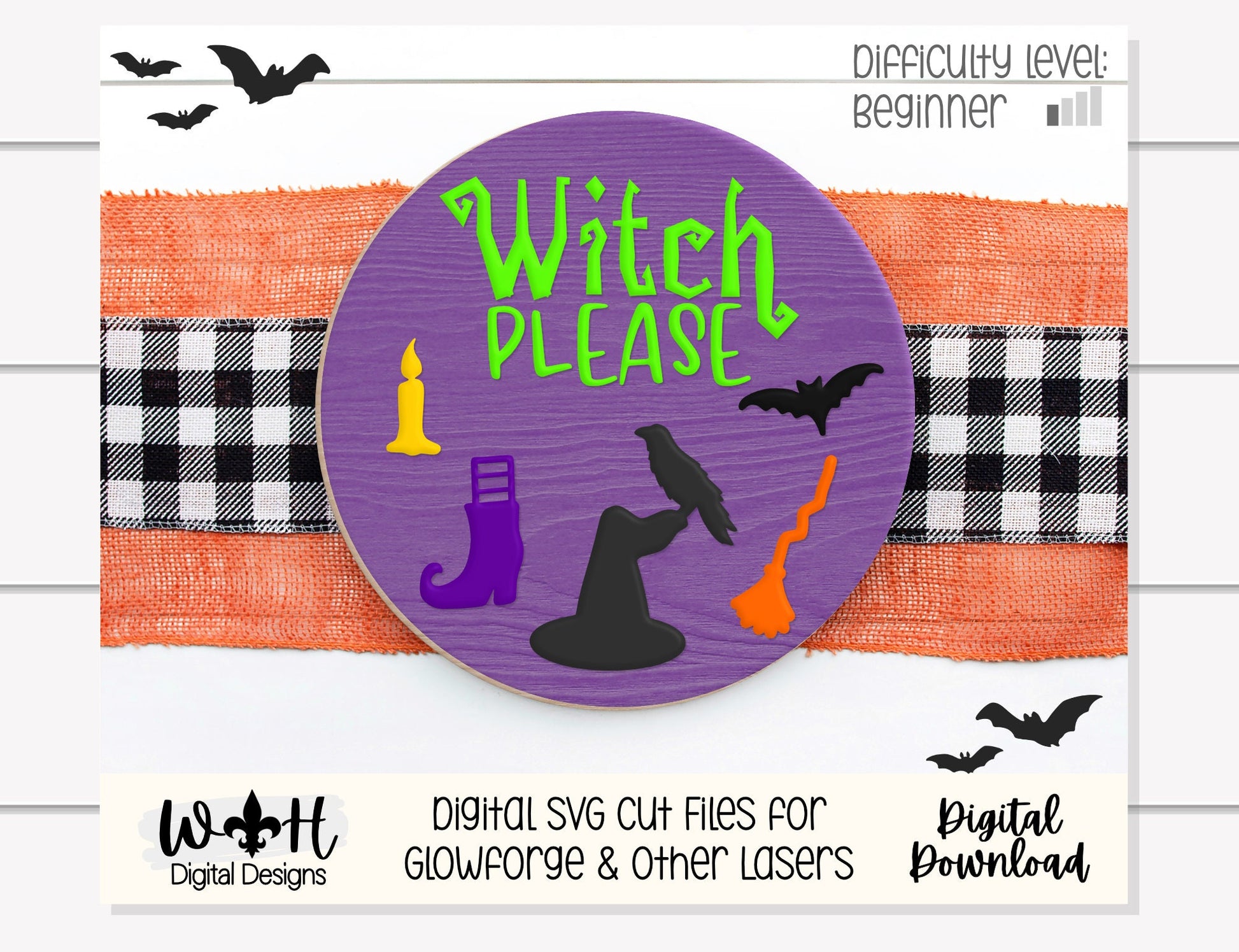 Welcome Witches Witch Please Halloween Round Bundle - Seasonal Sign Making and DIY Kits - Cut File For Glowforge Lasers - Digital SVG File