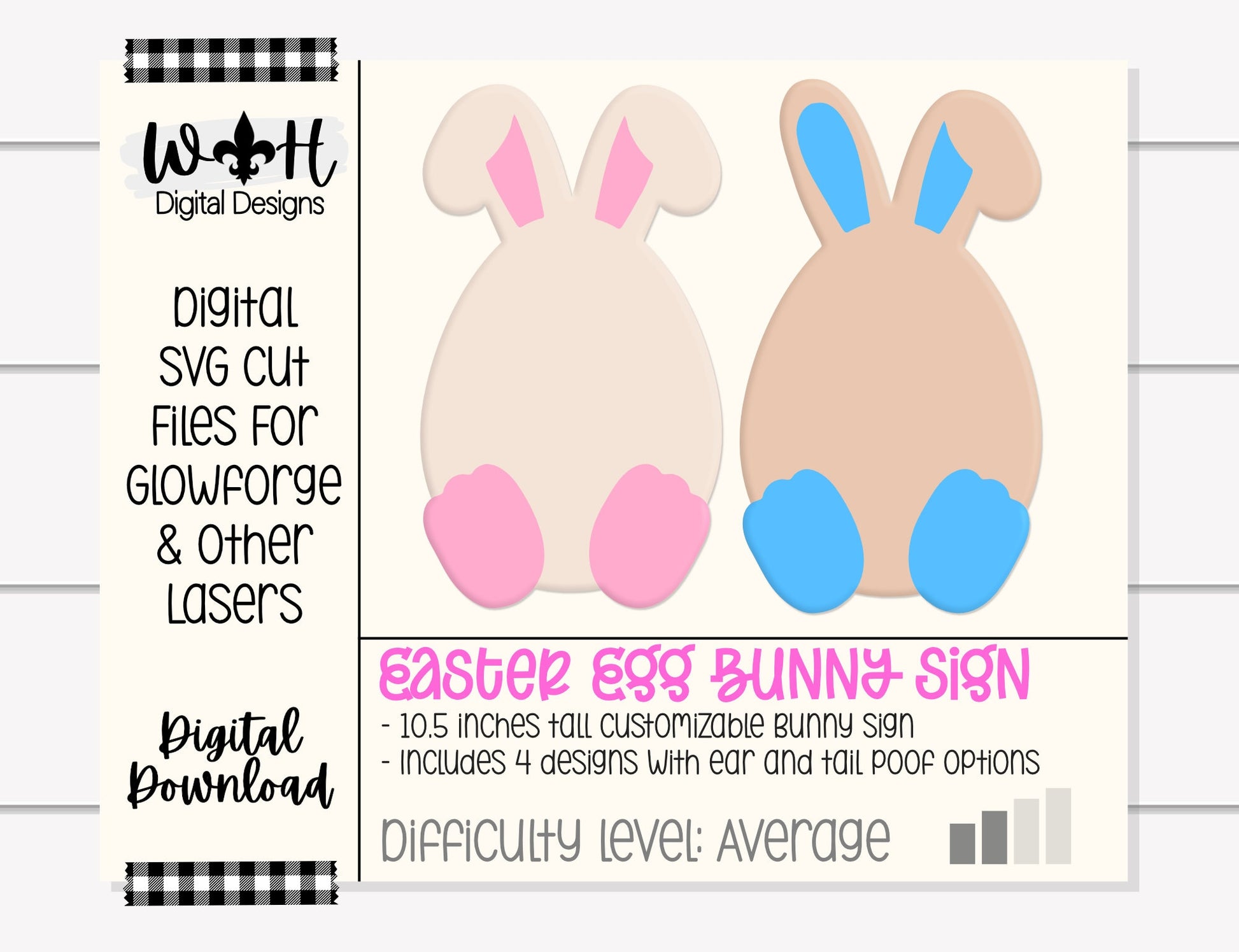 Easter Egg Bunny Sign For Nursery - Baby Announcement - First Easter - Customizable Quick Cut File For Glowforge Lasers - Digital SVG File