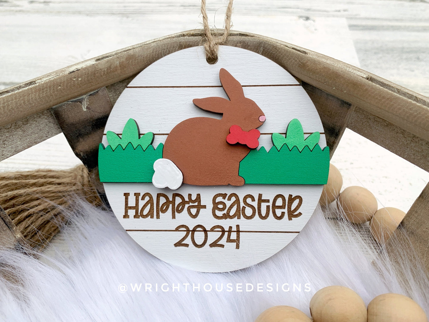 Easter Bunny Personalized Shiplap Basket Tags - Seasonal Tiered Tray Decor and DIY Kits - Cut File For Glowforge Lasers - Digital SVG File