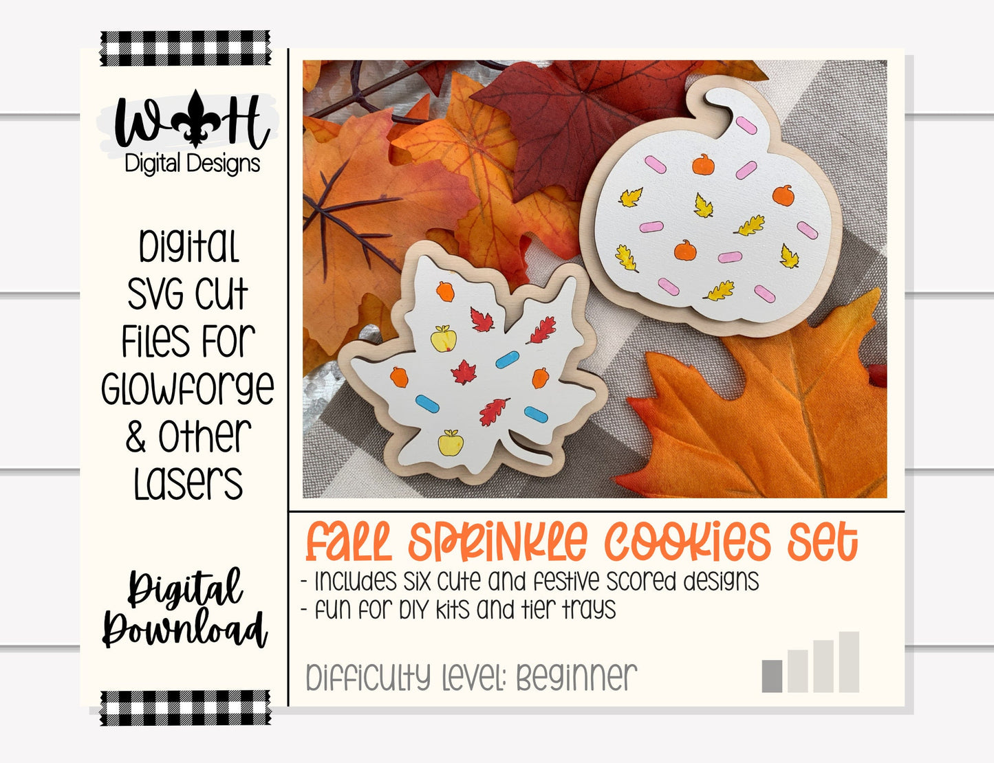 Fall Sprinkle Cookies Bundle - Seasonal Tiered Tray Decor and DIY Kits - Cut File For Glowforge Lasers - Digital SVG File