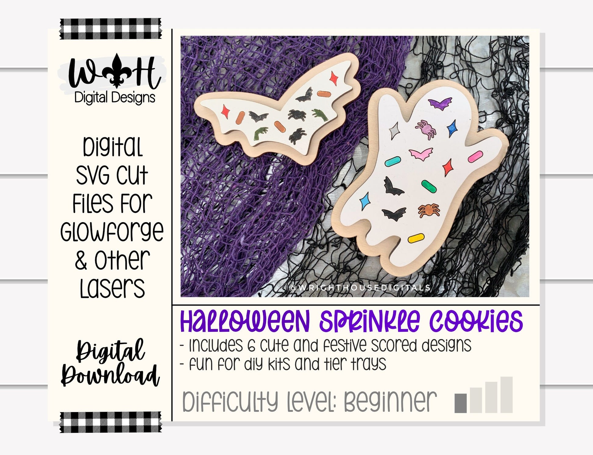 Halloween Sprinkle Cookies Bundle - Seasonal Tiered Tray Decor and DIY Kits - Cut File For Glowforge Lasers - Digital SVG File