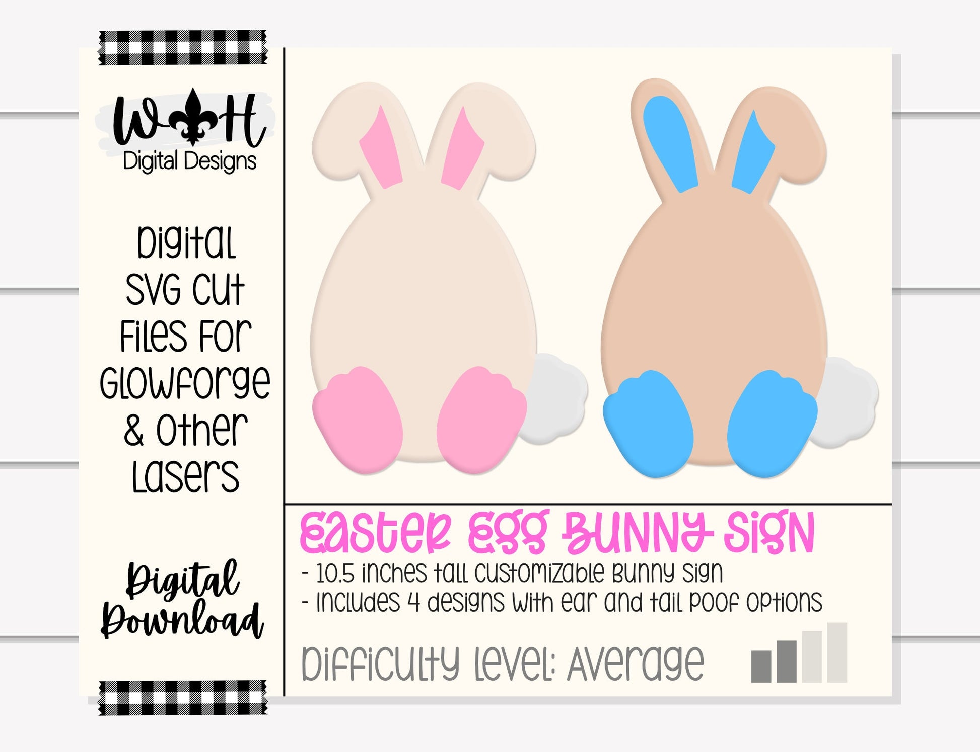 Easter Egg Bunny Sign For Nursery - Baby Announcement - First Easter - Customizable Quick Cut File For Glowforge Lasers - Digital SVG File