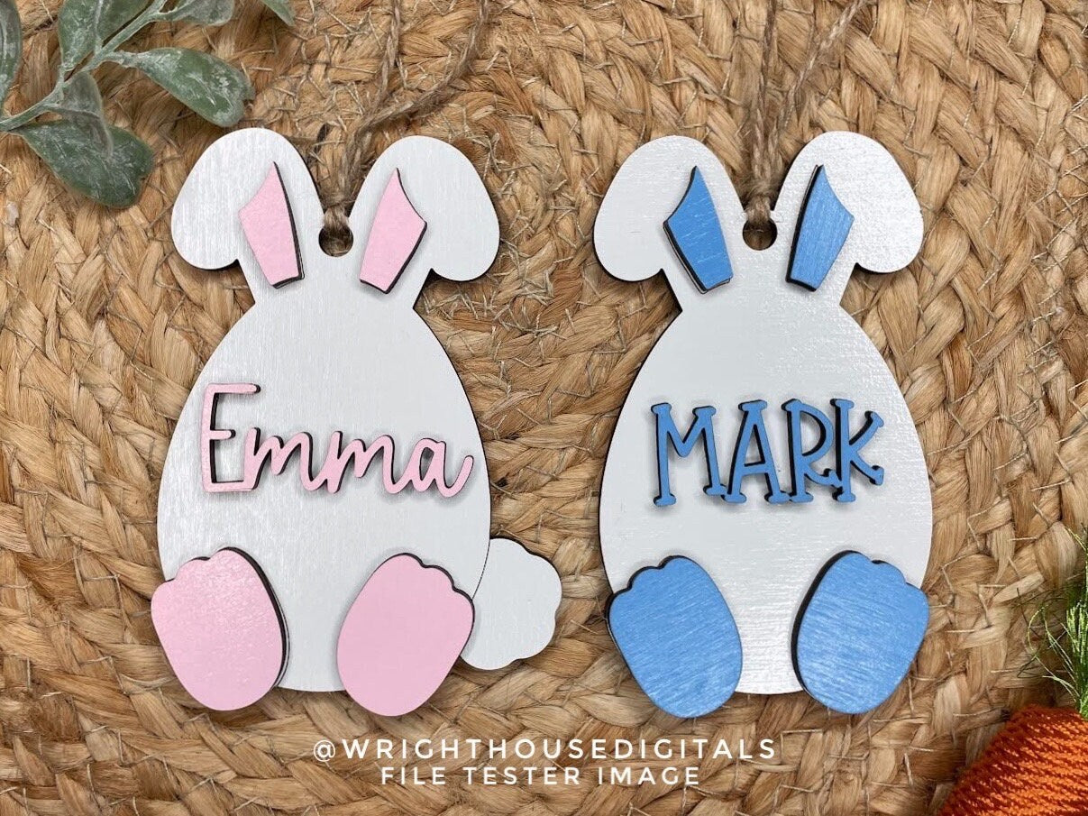 Easter Egg Bunny Basket Tags and Ornaments - Babys First Easter - Customizable Quick Cut File For Glowforge Lasers - Digital SVG File