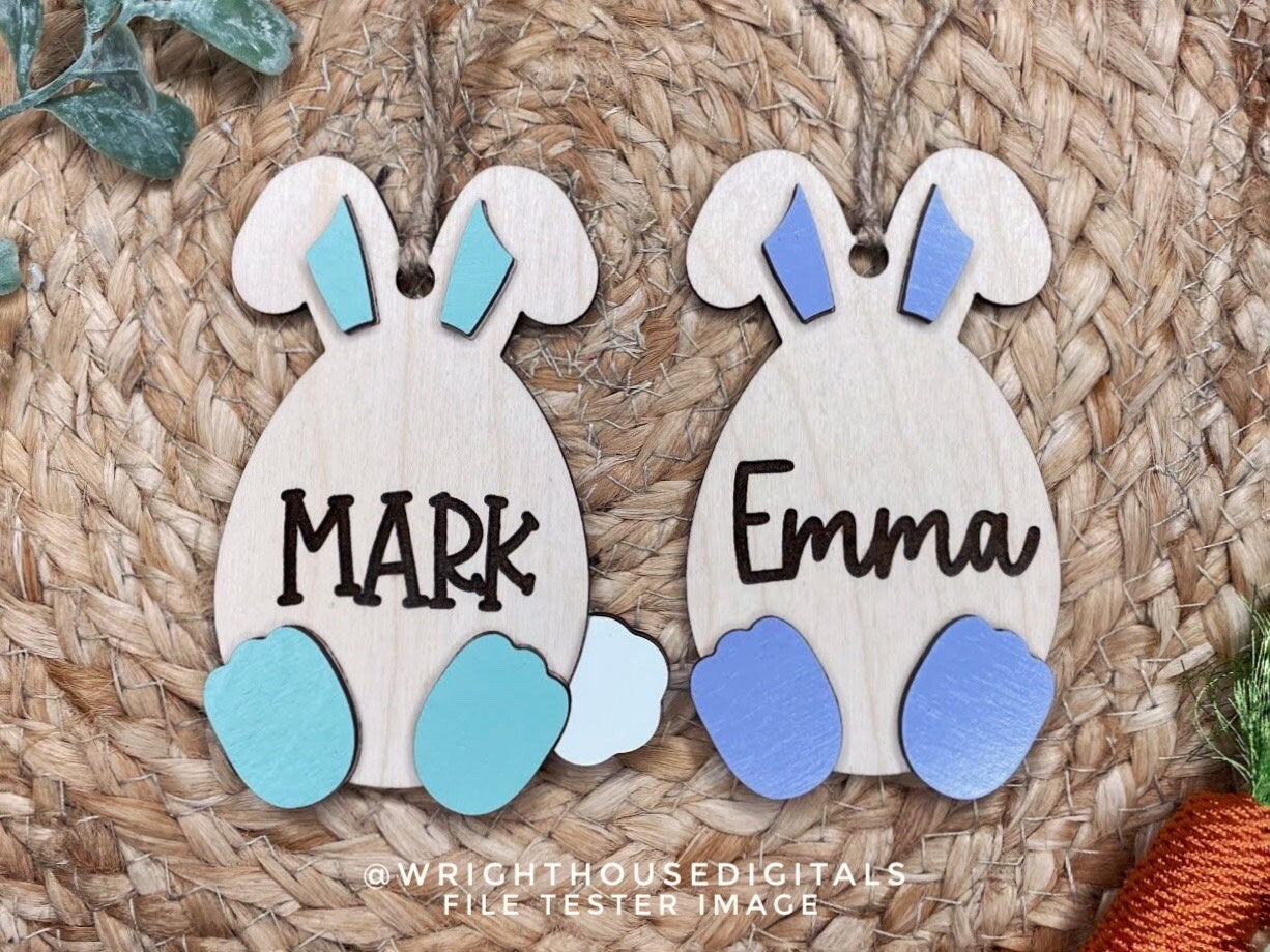 Easter Egg Bunny Basket Tags and Ornaments - Babys First Easter - Customizable Quick Cut File For Glowforge Lasers - Digital SVG File