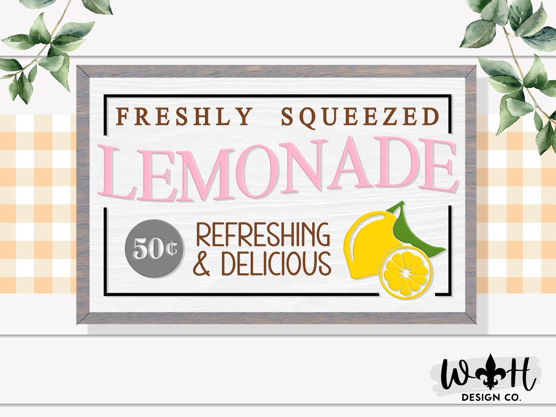 Freshly Squeezed Lemonade - Seasonal Summer Coffee Bar Sign - Modern Farmhouse Sign - Home and Kitchen Decor - Wood Framed Wall Art