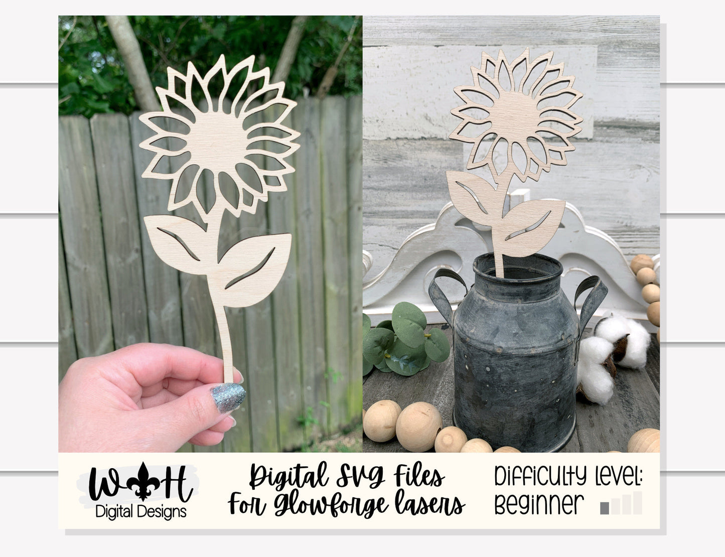 Sunflower Wooden Laser Cut Flowers - Simple Diy Florals For Bouquets - Files for Sign Making - SVG Cut File For Glowforge - Digital File