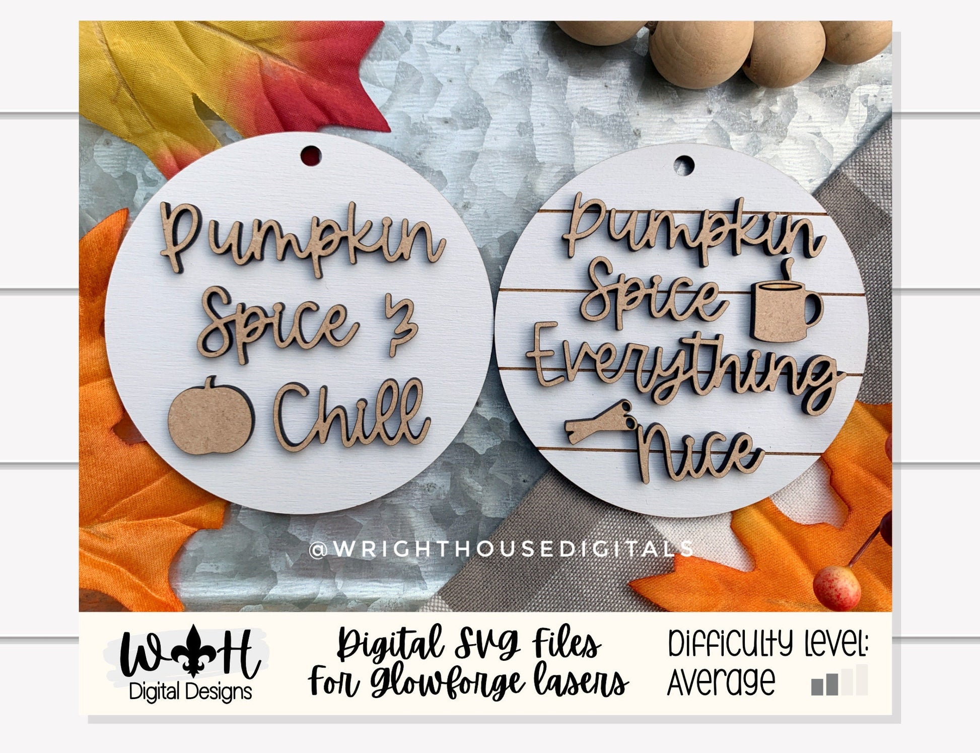 Pumpkin Spice Everything Nice Fall Traditions Mini Ornament Set - Digital Files for Cutting Machines and Glowforge Lasers - Digital SVG File