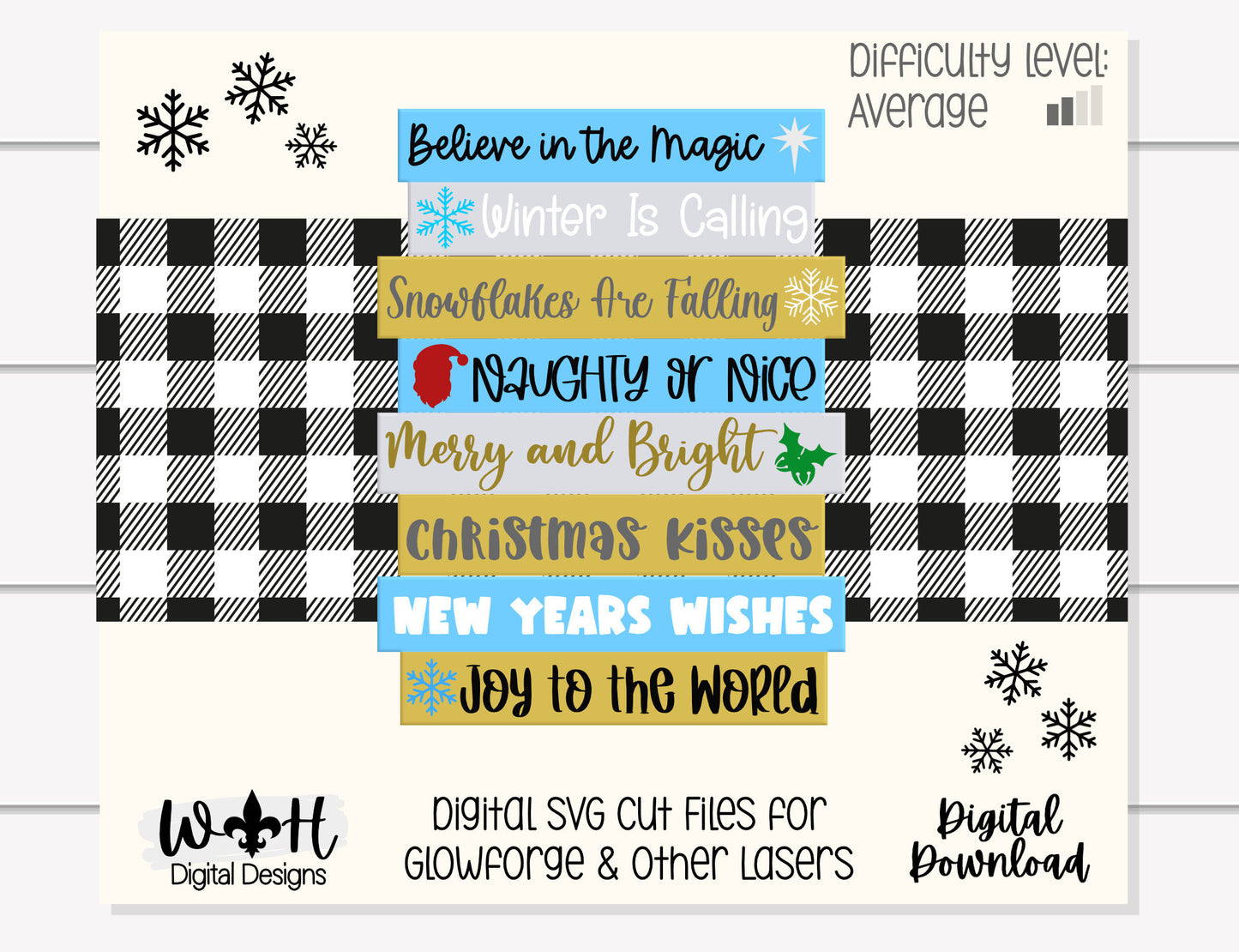 Believe In The Magic Holiday Bucket List Stacked Sign - Seasonal Wall Decor and DIY Kits - Cut File For Glowforge Lasers - Digital SVG File