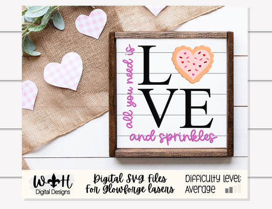 Valentine’s Day Love and Sprinkles - Subway Coffee Bar Framed Sign - Files for Sign Making - SVG Cut File For Glowforge - Digital File