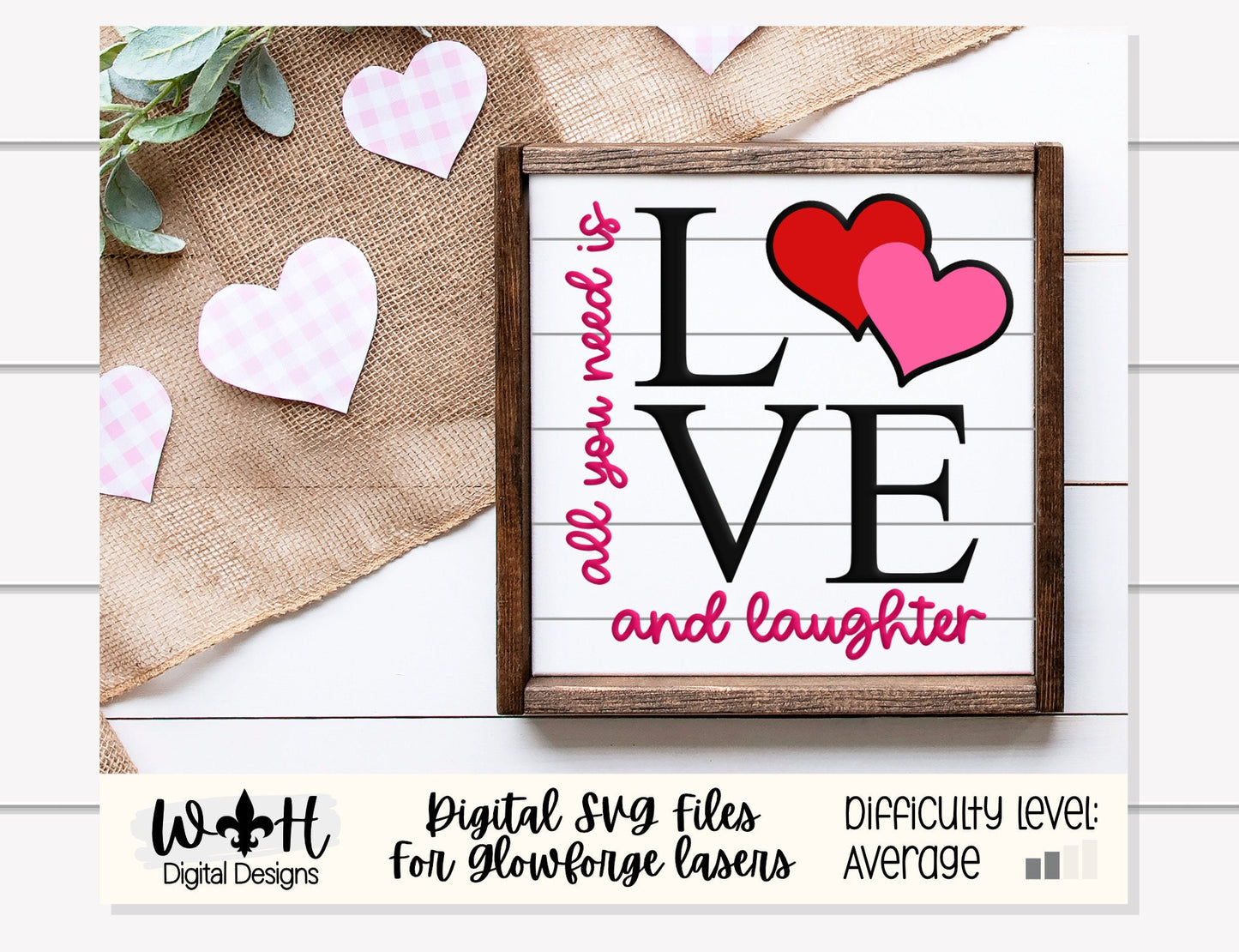 Valentine’s Day Love and Laughter - Subway Coffee Bar Framed Sign - Files for Sign Making - SVG Cut File For Glowforge - Digital File