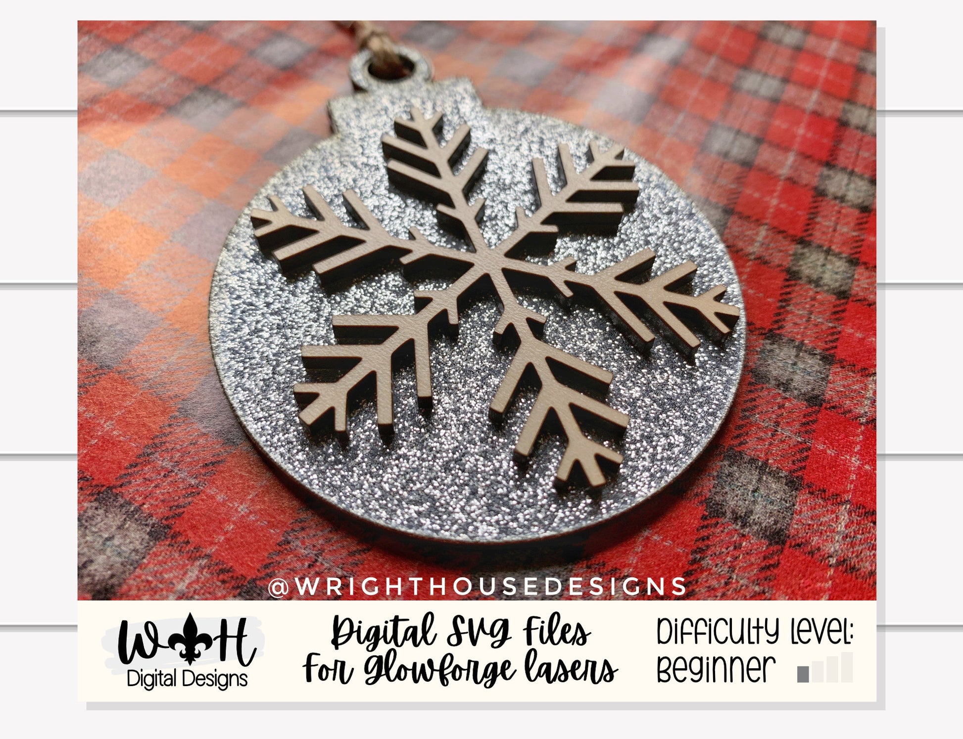 Layered Snowflake Christmas Tree Balls Set - DIY Decoupage Ornaments and Tags - Quick Cut File For Glowforge Lasers - Digital SVG File