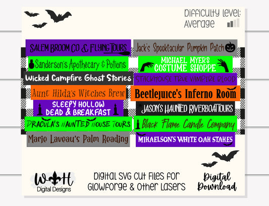 Halloween Horror Street Post Stacked Sign Bundle - Seasonal Wall Decor and DIY Kits - Cut File For Glowforge Lasers - Digital SVG File