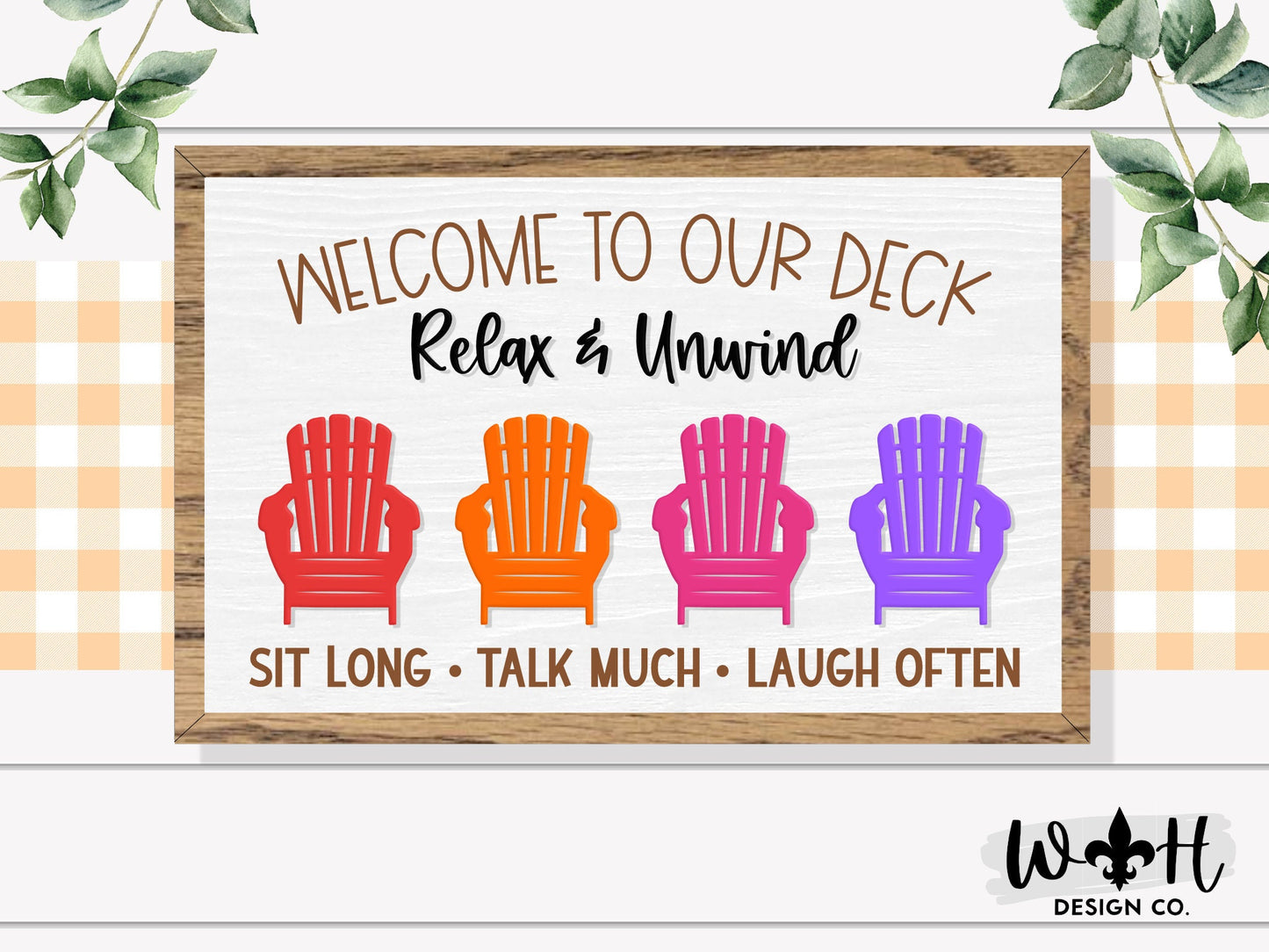 Welcome To Our Deck Relax and Unwind - Seasonal Coffee Bar Sign - Modern Farmhouse Sign - Home and Kitchen Decor - Wood Framed Wall Art