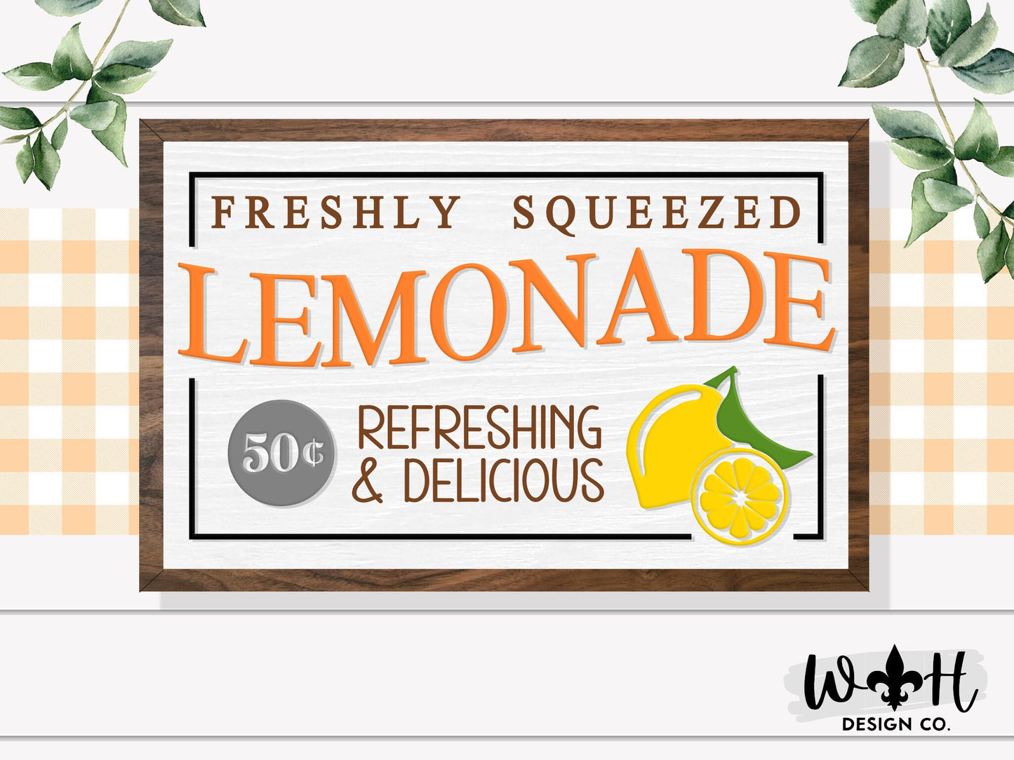 Freshly Squeezed Lemonade - Seasonal Summer Coffee Bar Sign - Modern Farmhouse Sign - Home and Kitchen Decor - Wood Framed Wall Art