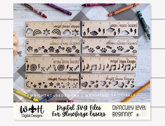 6 Inch Decorative Pattern Rulers For Laser Cutting - Files For Product Photography Staging - Digital SVG Cut Files For Glowforge Lasers